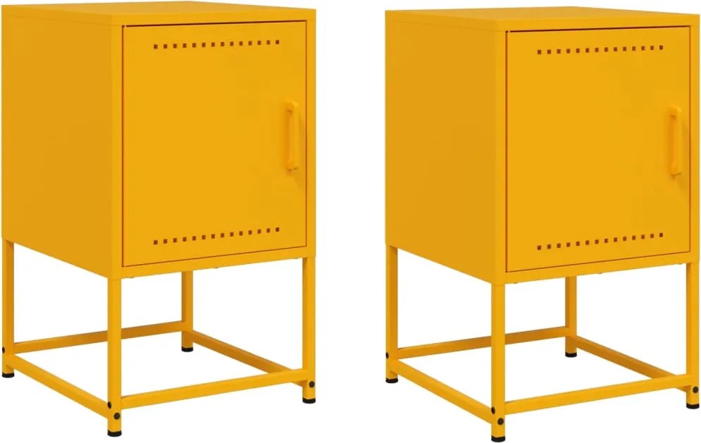 vidaXL Noptiere, 2 buc., galben muștar, 36x39x60,5 cm, oțel