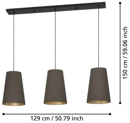 Lustră pe cablu Eglo 390196 PETROSA 3xE27/40W/230V maro