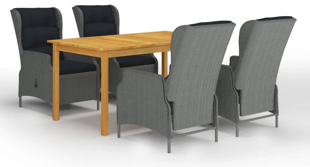vidaXL Set de masă pentru grădină, 5 piese, gri deschis