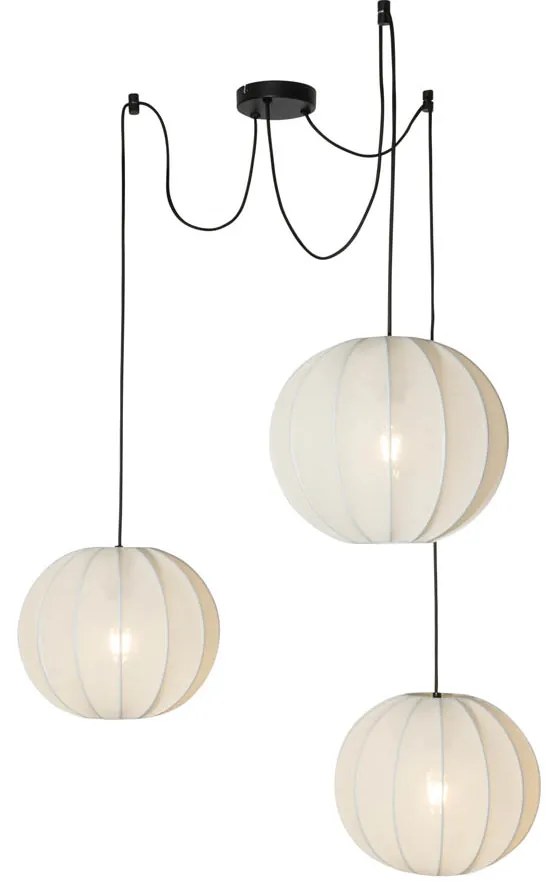 Lampă suspendată de design alb din mătase 30 cm cu 3 lumini - Plu
