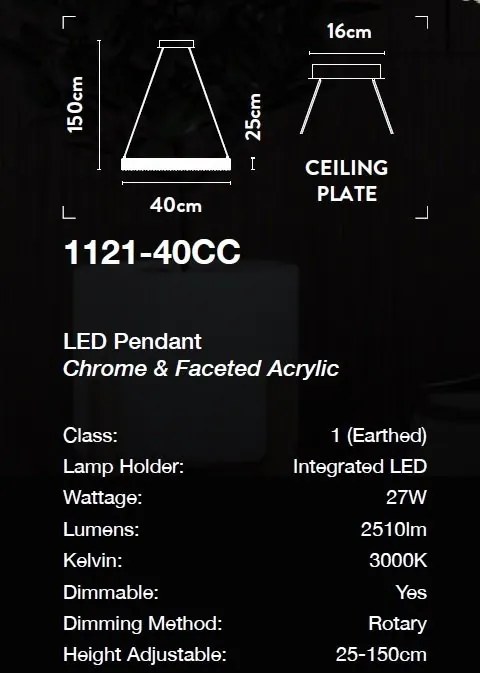 Lustra LED suspendata design modern Belle D-40cm