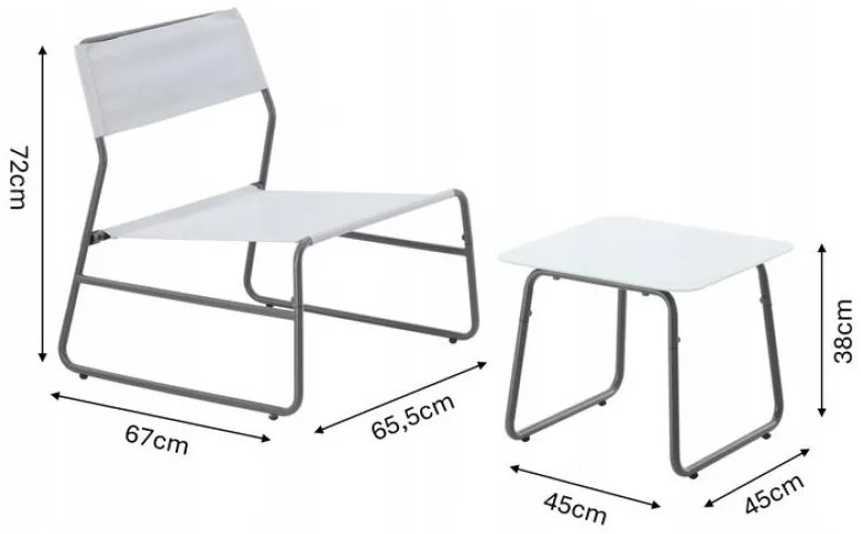 Set mobilier de grădină Leonn (pentru 2 persoane) (alb). 1096324