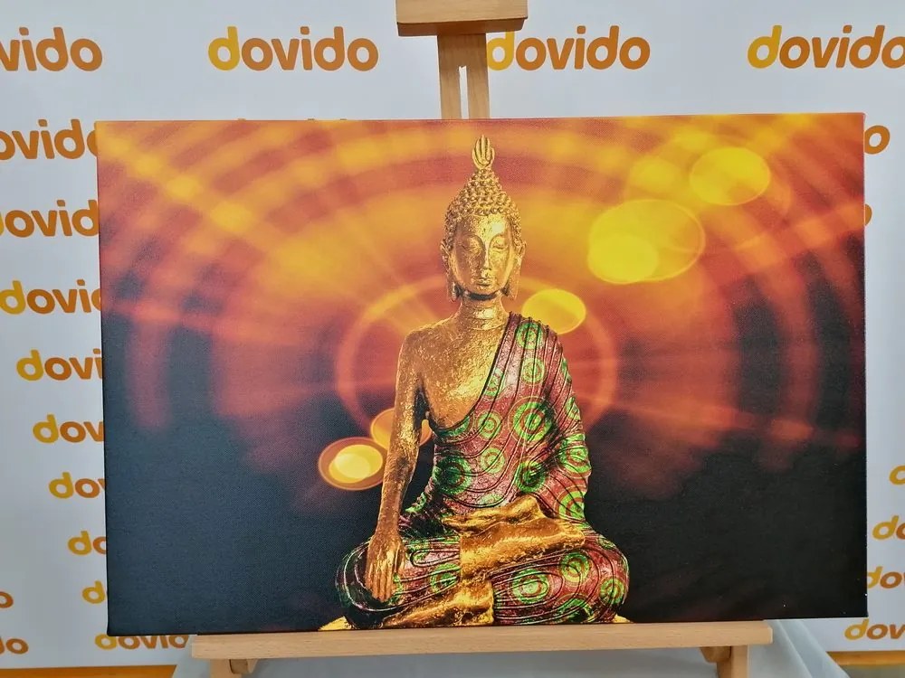 Tablou statuia a lui Budha pe fundal abstract