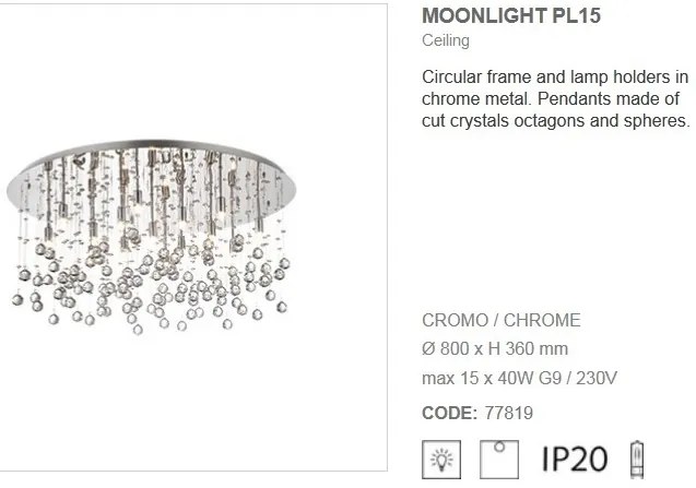 Plafonier cristal Venezian diam. 80cm MOONLIGHT PL15 077819