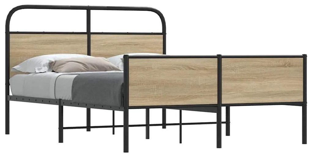 vidaXL Cadru de pat fără saltea 140x190 cm Lemn derivat stejar Sonoma