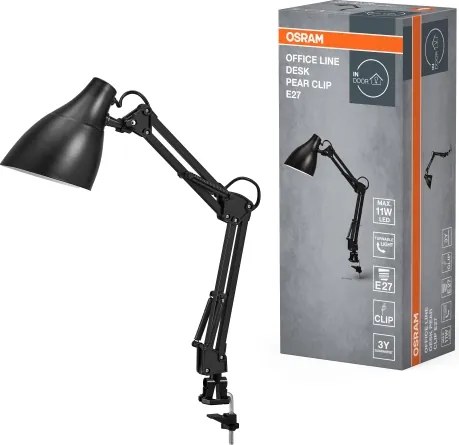 Osram - Lampă de birou DESK LINE cu clemă, 1xE27/11W/230V, neagră