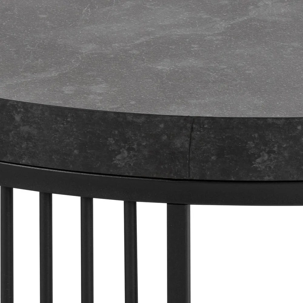 Măsuță de cafea neagră rotundă cu blat cu aspect de marmură ø 65 cm Strington – Actona