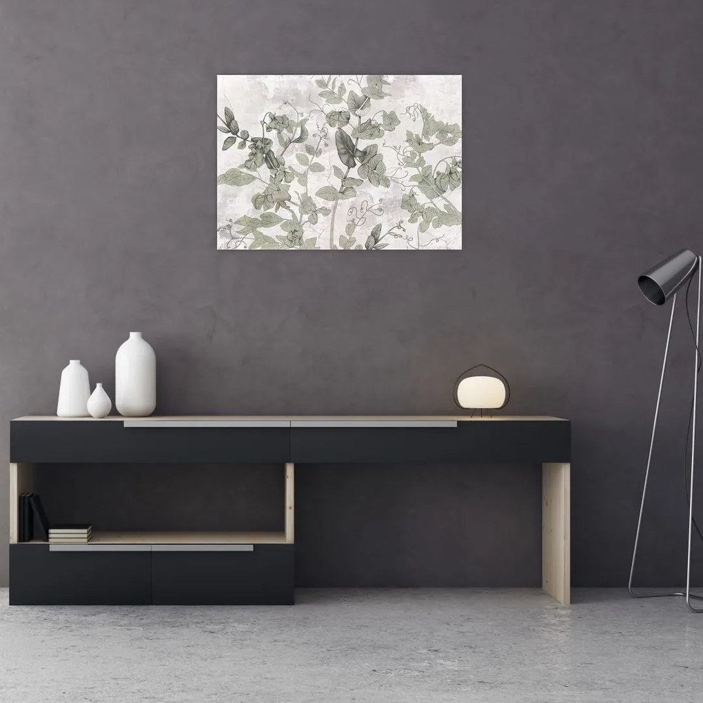 Tablou pe sticlă - Plante in ipsos (70x50 cm)