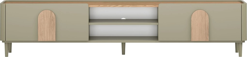 Comodă TV Amilio 220 cm cu sertar - eucalipt / stejar baltic dune / mânere stejar natural