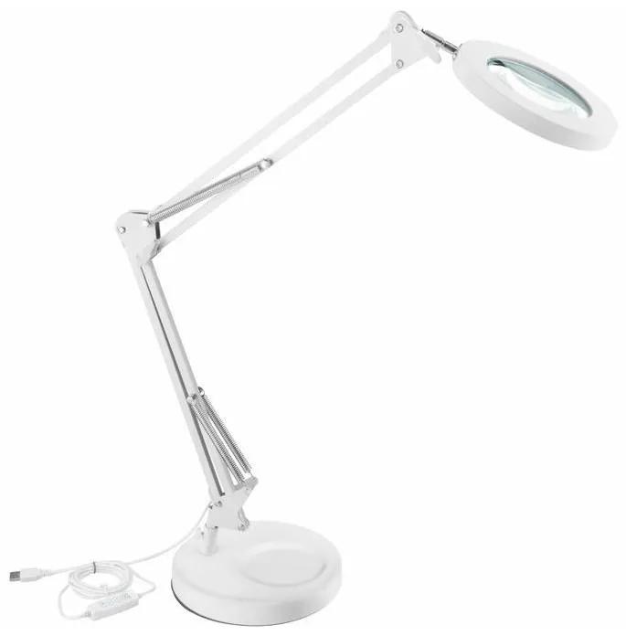 Lampă LED dimabilă de masă cu lupă Extol LED/8W/5V 2900/4500/7500K alb