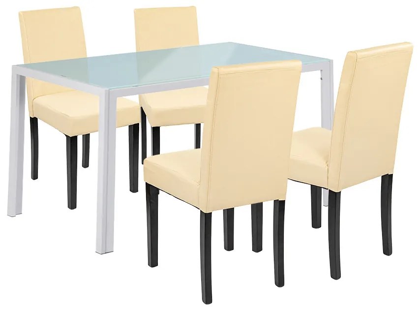 Set de masă Mira 4+1 alb-bej