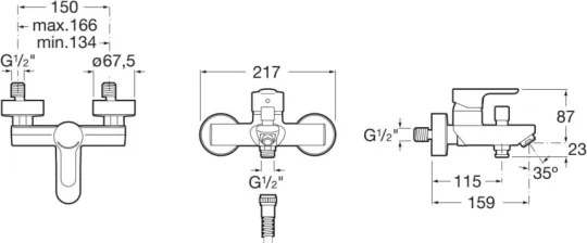 Baterie de cadă Roca A5A0209C00 L20 crom lucios