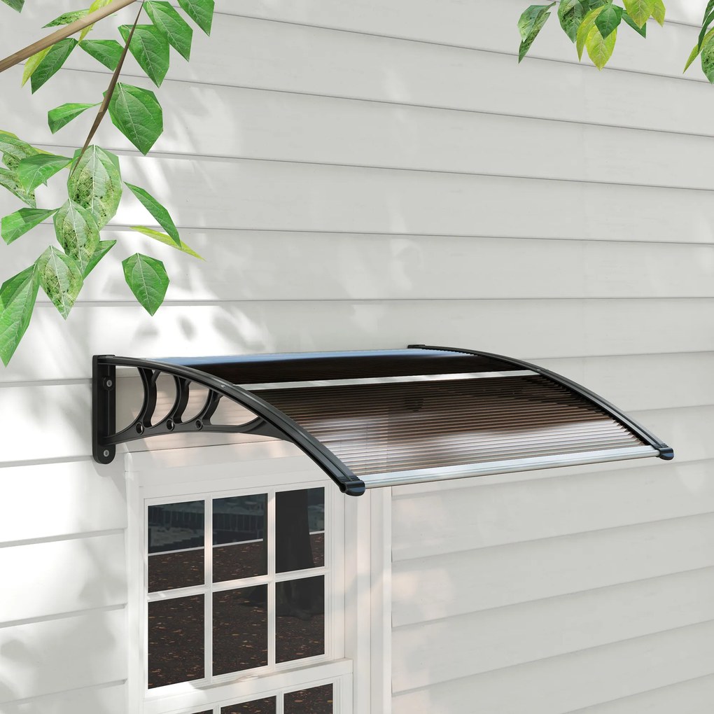 Outsunny copertină pentru ușă 120 x 75 cm acoperiș pentru intrare din policarbonat | Aosom Romania