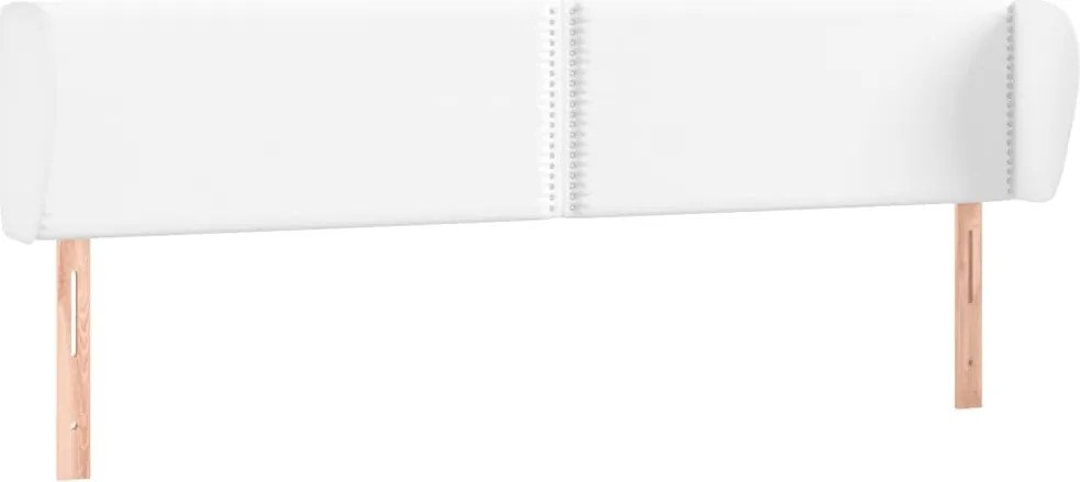 vidaXL Tăblie de pat cu aripioare alb 203x23x78/88 cm piele ecologică