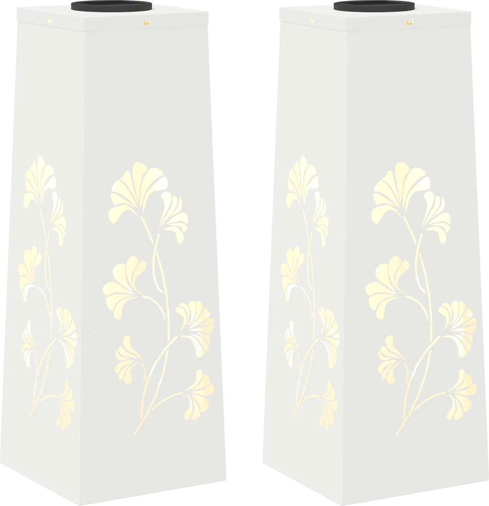 vidaXL Lumină LED Solară pentru Alei 2 pcs Alb Oțel laminat la rece