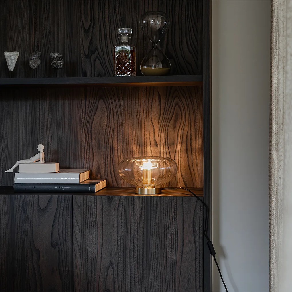 Lampă de masă Art Deco aurie cu sticlă - Ayesha