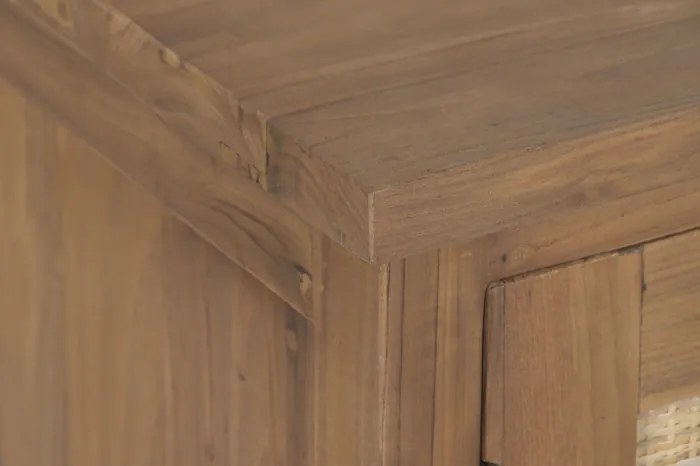 Comoda TV din lemn de tec si rattan natural " Rustic Wood "
