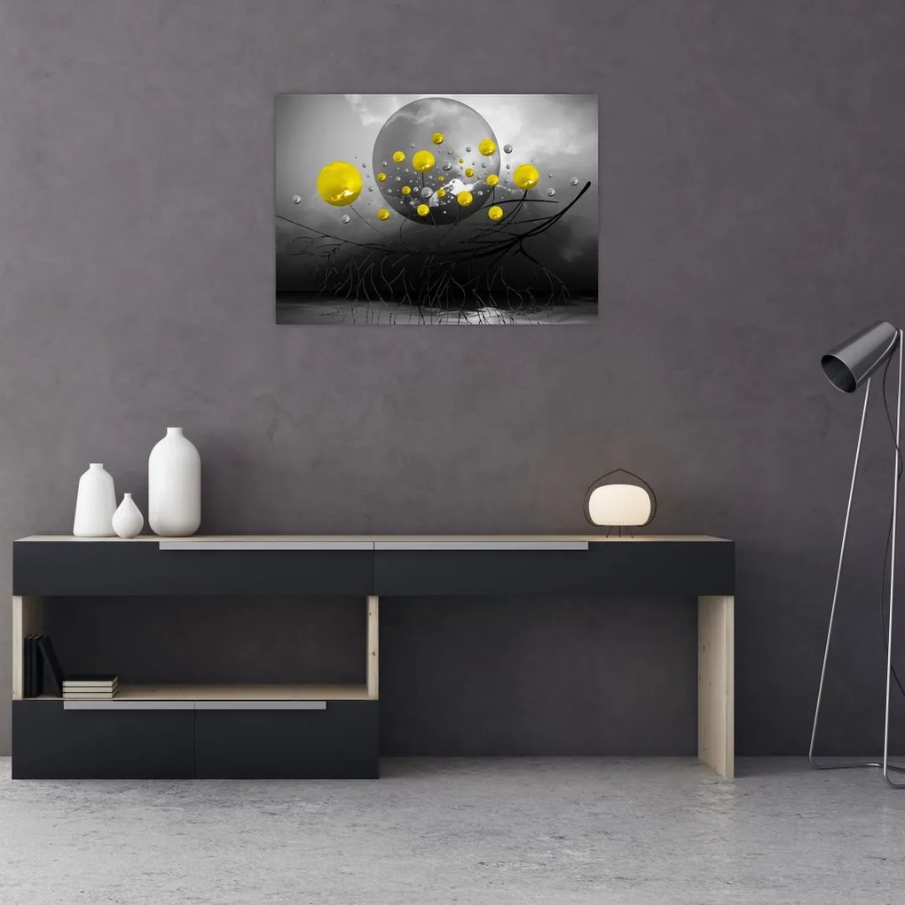 Tabloul - bile abstracte galbene (70x50 cm)