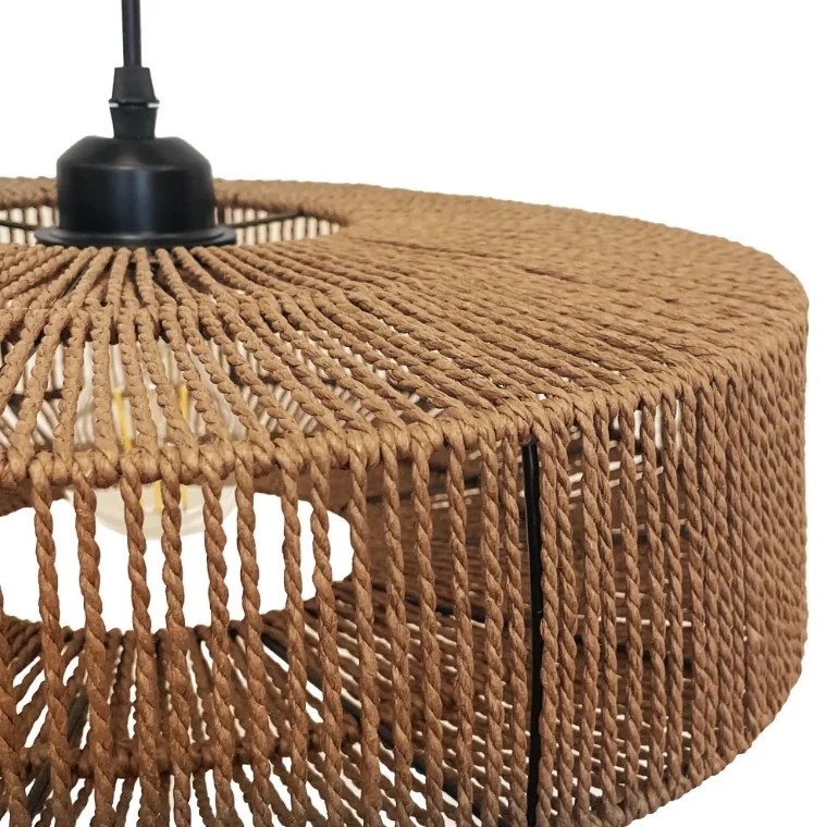 Lampă suspendată din iută și metal 60W Bej
