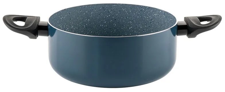 Cratiță Luigi Ferrero Prima FR-2244, 22x9.5 cm, 3.1 l, Acoperire neaderentă din marmură, Capac din sticlă cu gaură pentru abur, Inducție, Albastru închis