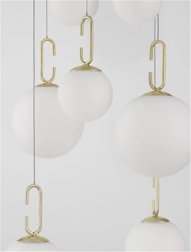 Lustra LED suspendata, dimabila, design modern Hook auriu, opal alb 56,6cm