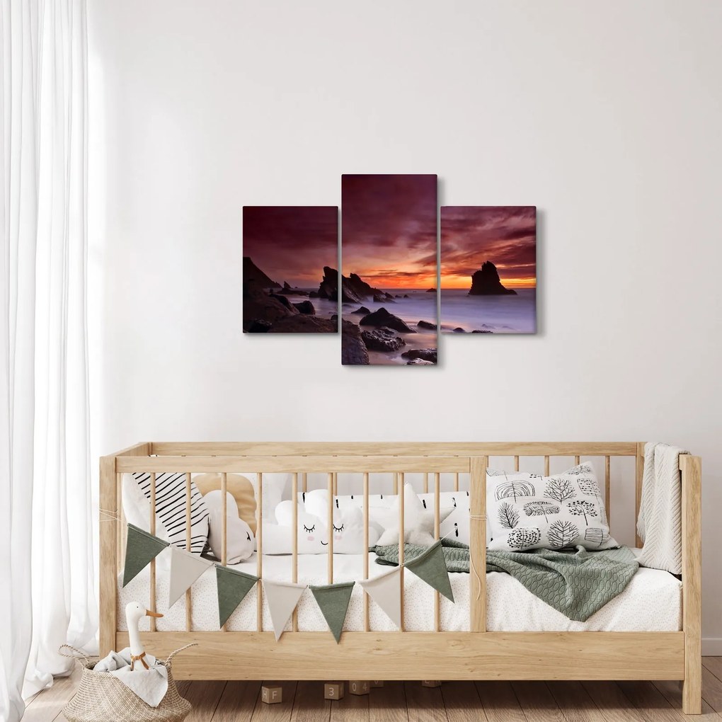 Tablou cu apus de soare pe mal (90x60 cm)