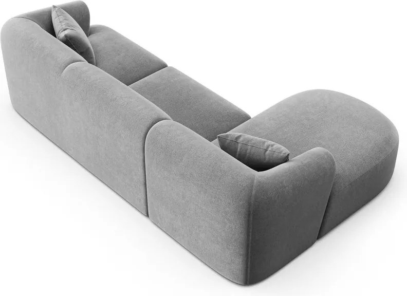 Colțar gri deschis cu tapițerie din catifea (cu colț pe partea stângă/cu șezlong) Campi – Cosmopolitan Design