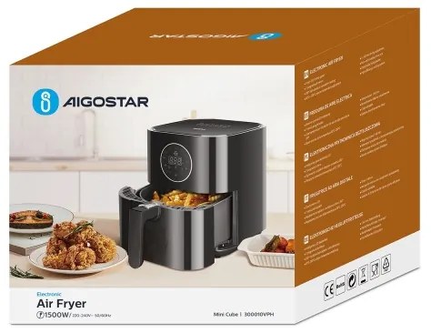 Friteuză cu aer cald Aigostar 1500W/230V 3,5l negru