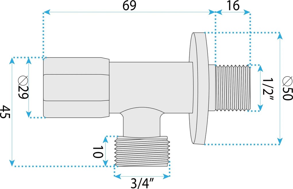 Robinet colțar 02 1/2" x 3/4" Brush Gold