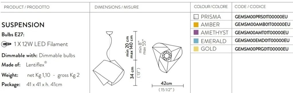 Lustra moderna design geometric realizata manual Gemmy prisma gold