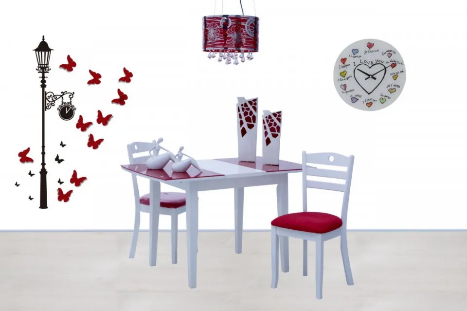 Sticker rosu / negru din vinil si PVC, cu note adezive, 120 x 50 cm, Butterflies Mauro Ferreti