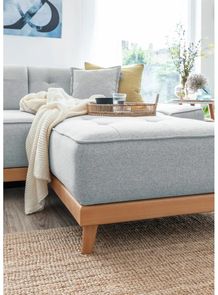 Canapea extensibilă în formă de "U" cu șezlong pe partea stângă Miuform Dazzling Daisy, gri deschis