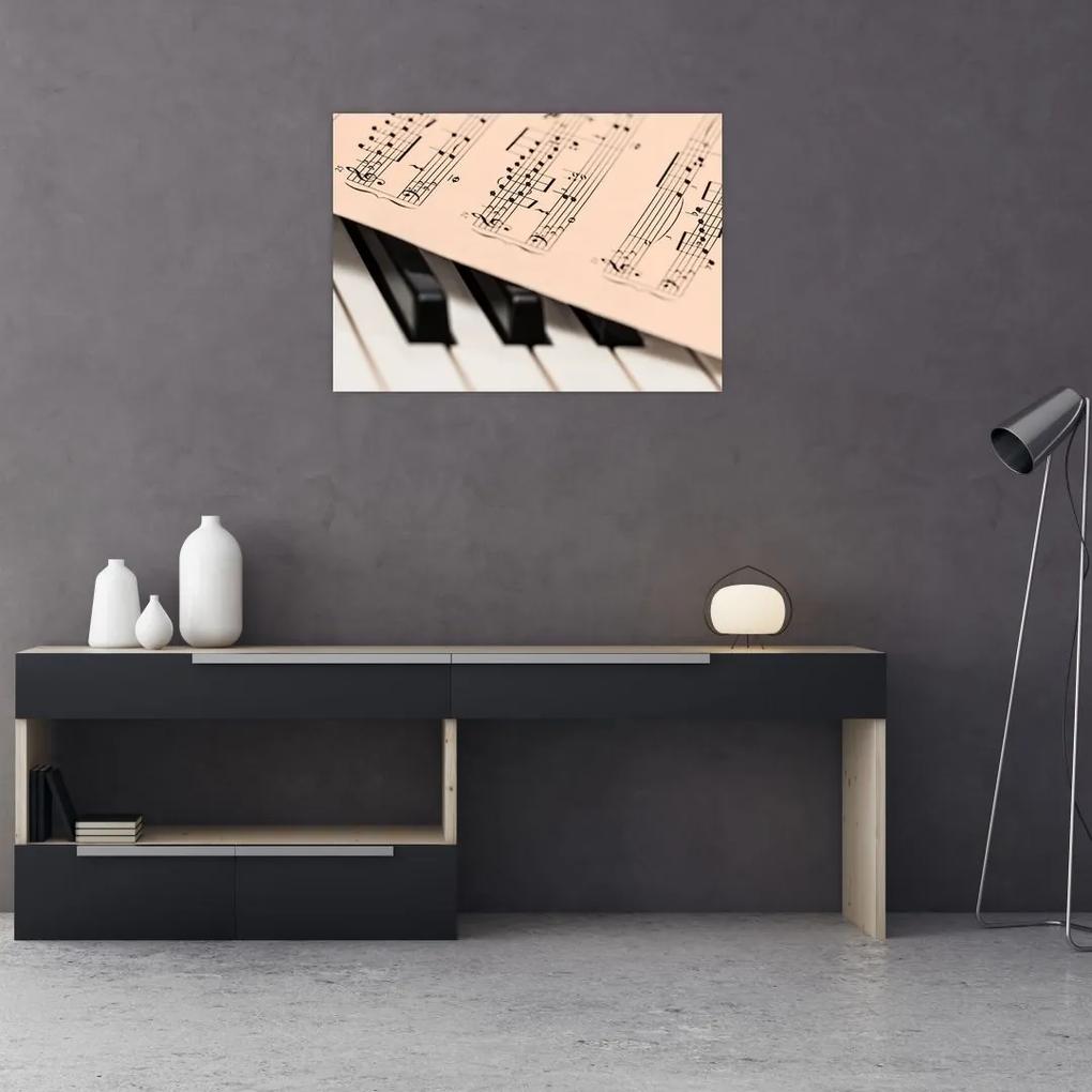 Tablou cu pian și notele muzicale (70x50 cm), în 40 de alte dimensiuni noi