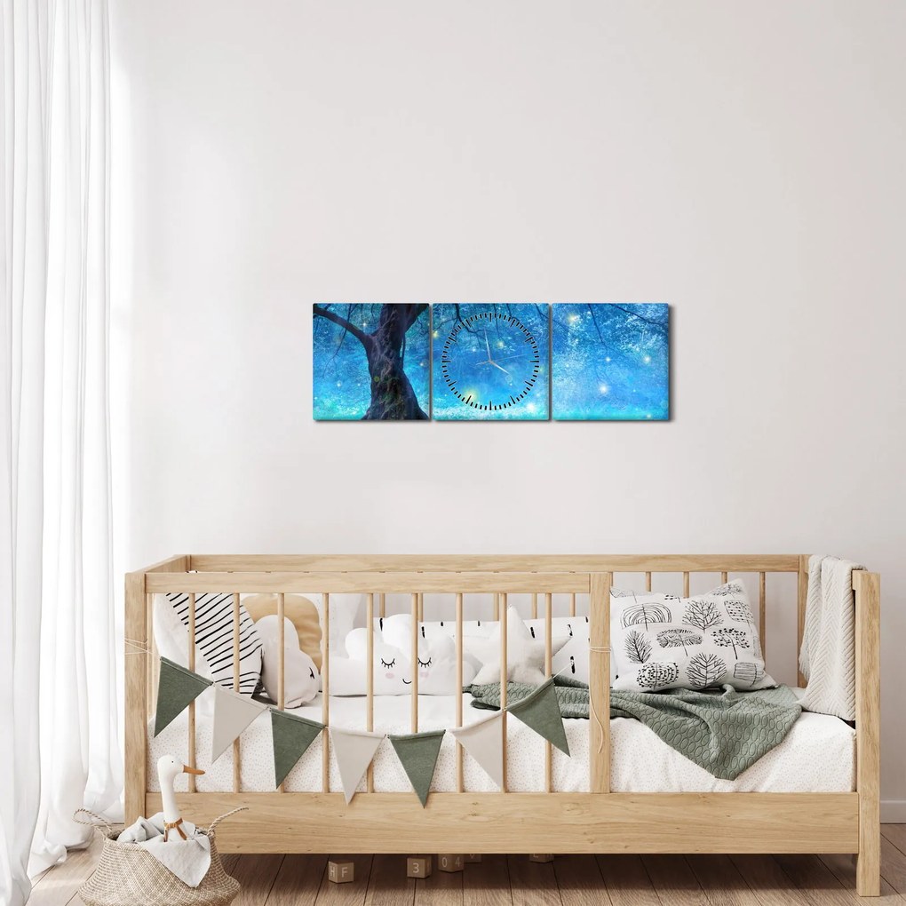 Tablou - Pădure mistică (cu ceas) (90x30 cm)