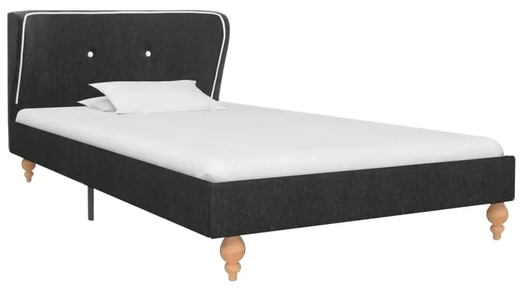 280567 vidaXL Cadru de pat, gri închis, 90x200 cm, pânză de sac