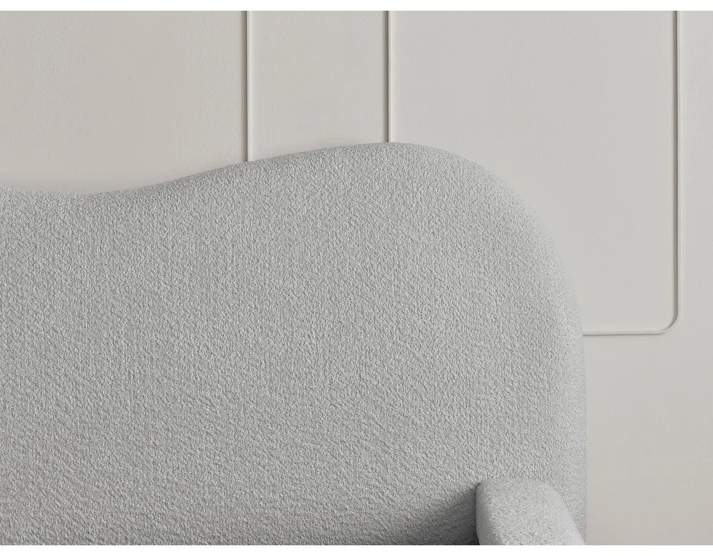 Pat matrimonial gri deschis tapițat cu spațiu de depozitare cu somieră 160x200 cm Orlane – Bobochic Paris