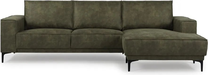 Colțar verde cu tapițerie din imitație de piele (colț pe partea dreaptă) Copenhagen – Scandic