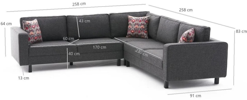 Colțar Kalen 2 (antracit + negru). 1106866