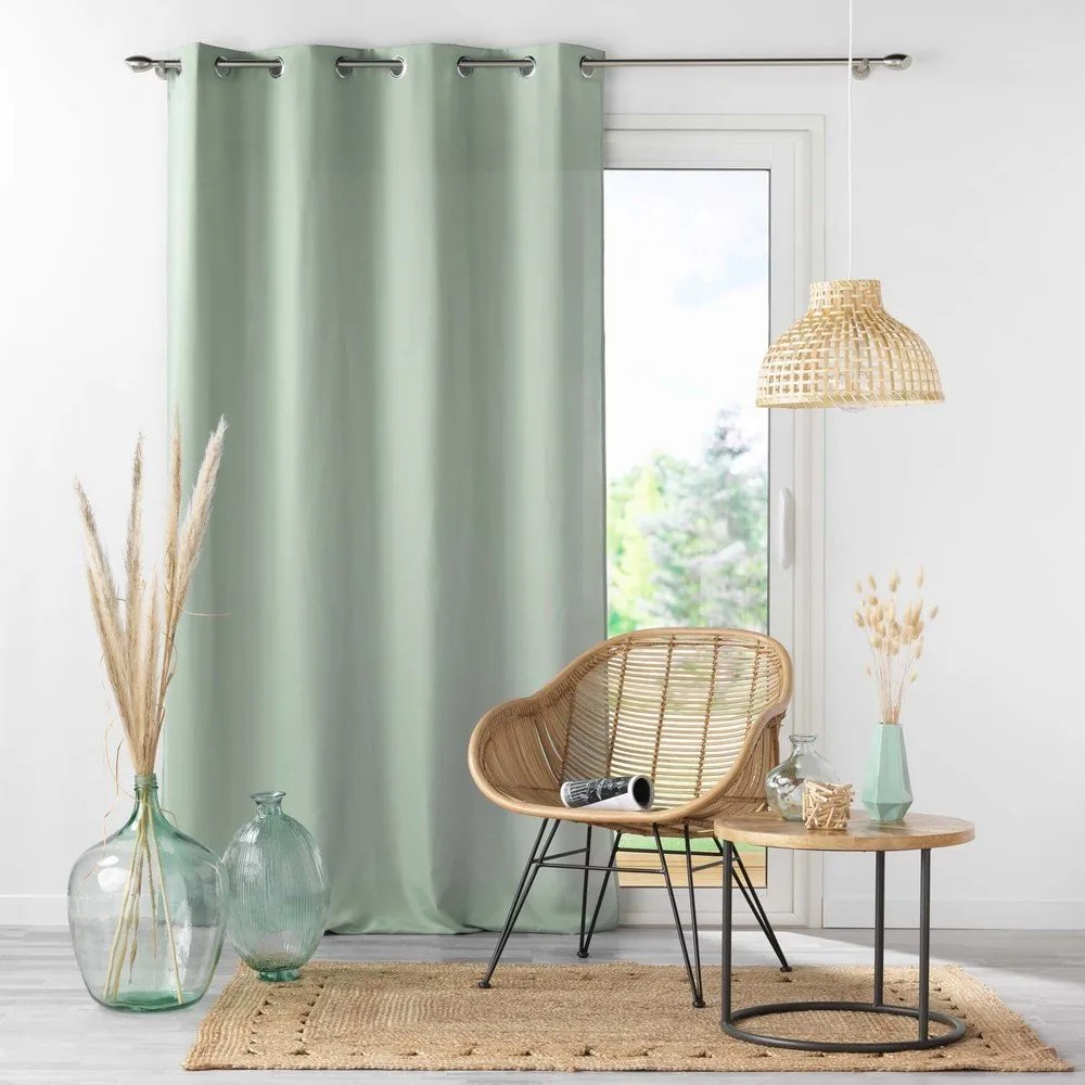 Draperie verde salvie dimout (semi-opacă) din microfibră 140x280 cm Absolu – douceur d'intérieur