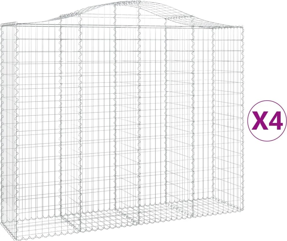 vidaXL Coșuri gabion arcuite 4 buc, 200x50x160/180 cm, fier galvanizat