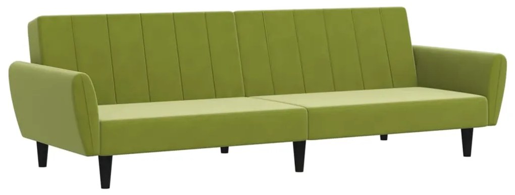 337539 vidaXL Canapea extensibilă cu 2 locuri, verde deschis, catifea