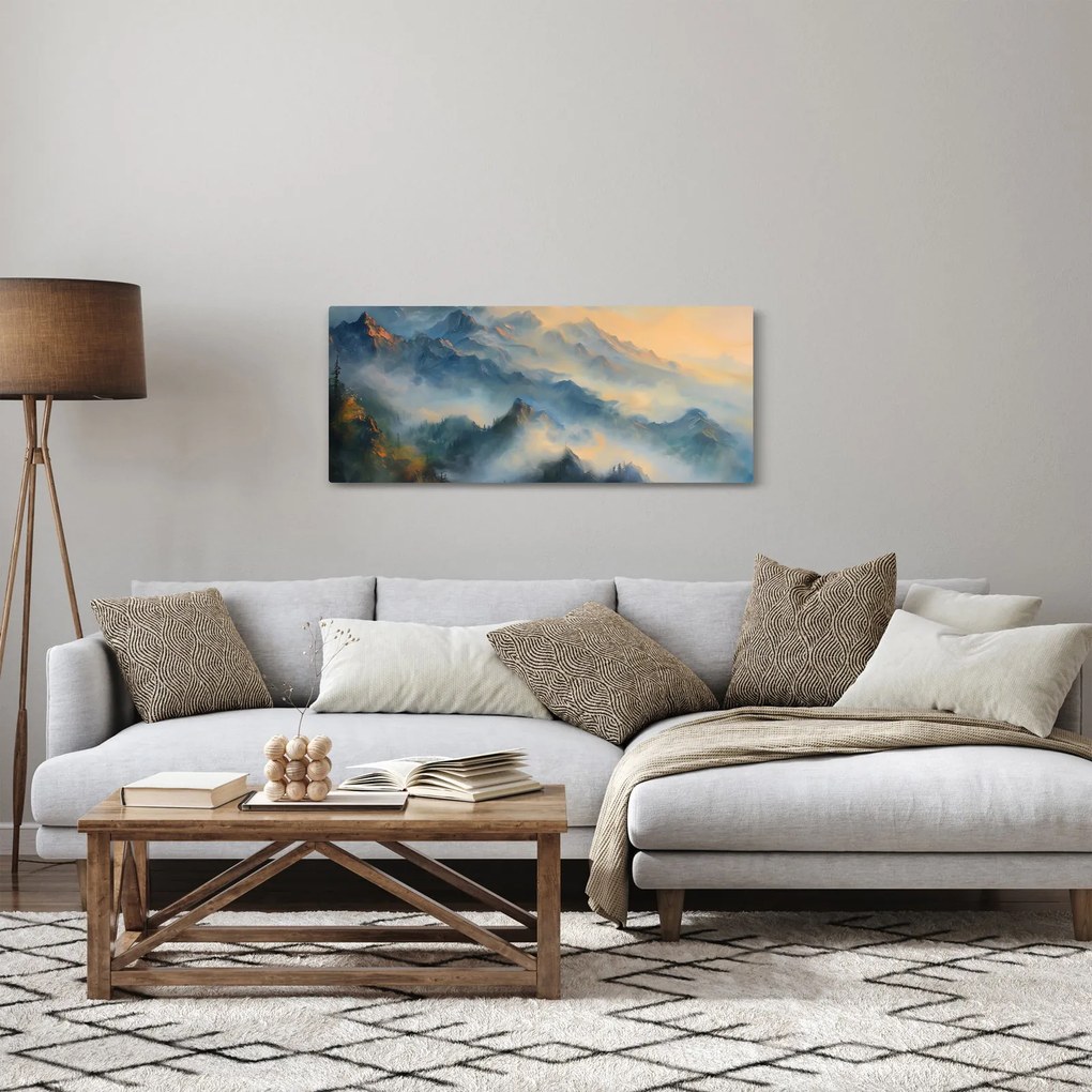 Tablou - Peisaj montan pictat (120x50 cm)