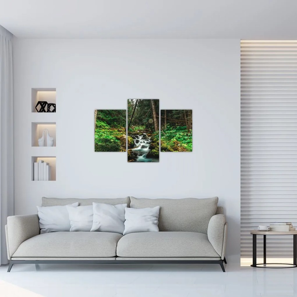 Tablou cu pârău în pădure (90x60 cm)
