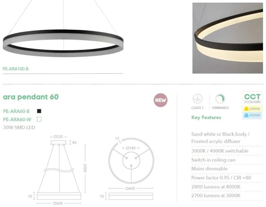 Lustra LED dimabila Ara 60cm