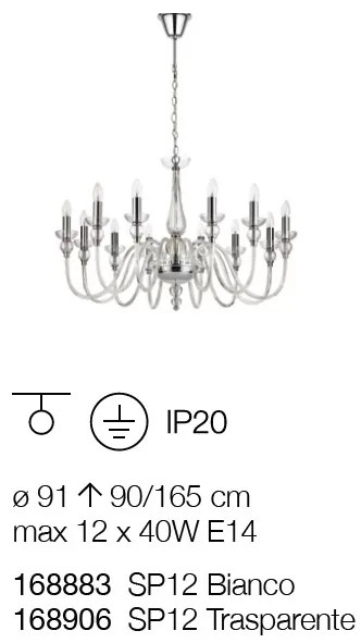 Candelabru elegant cu 12 brate DOGE SP12 TRASPARENTE 168906