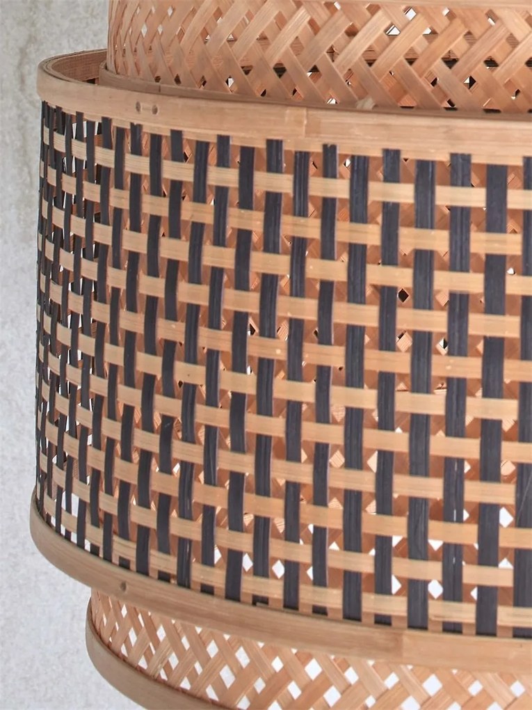 Plafoniera eco din bambus Bhutan L round negru/ natur