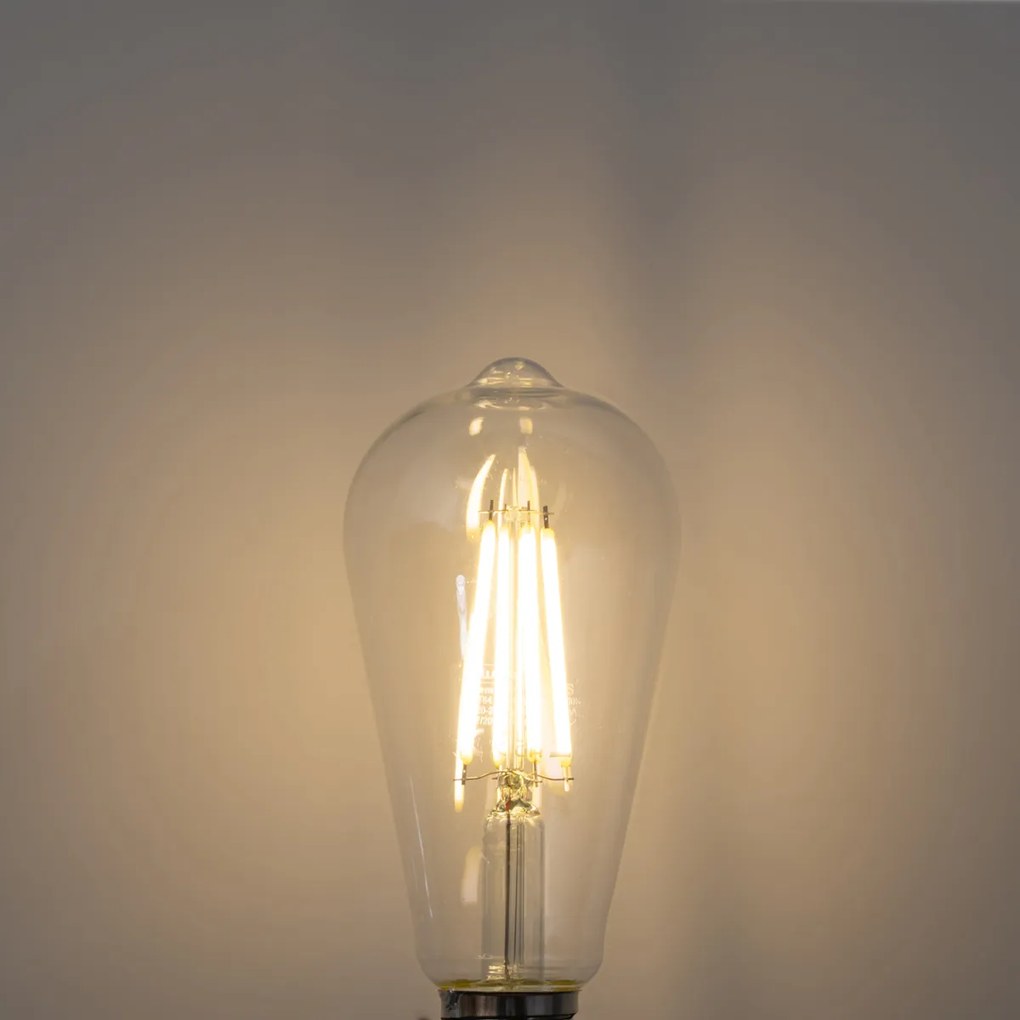 Set de 5 becuri LED E27 ST64 transparente 3,8W 806 lm 3000K