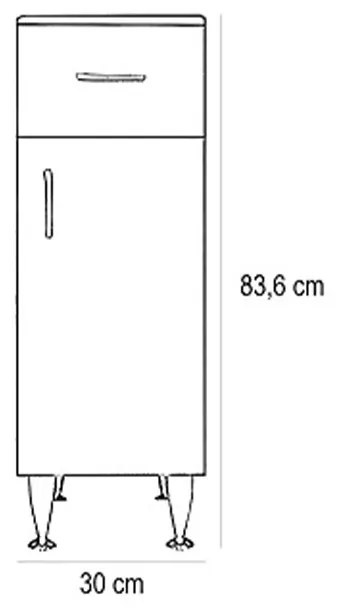 Dulap jos Bianca Plus 30 cu 1 ușă, 1 sertar, alb lucios, dreapta