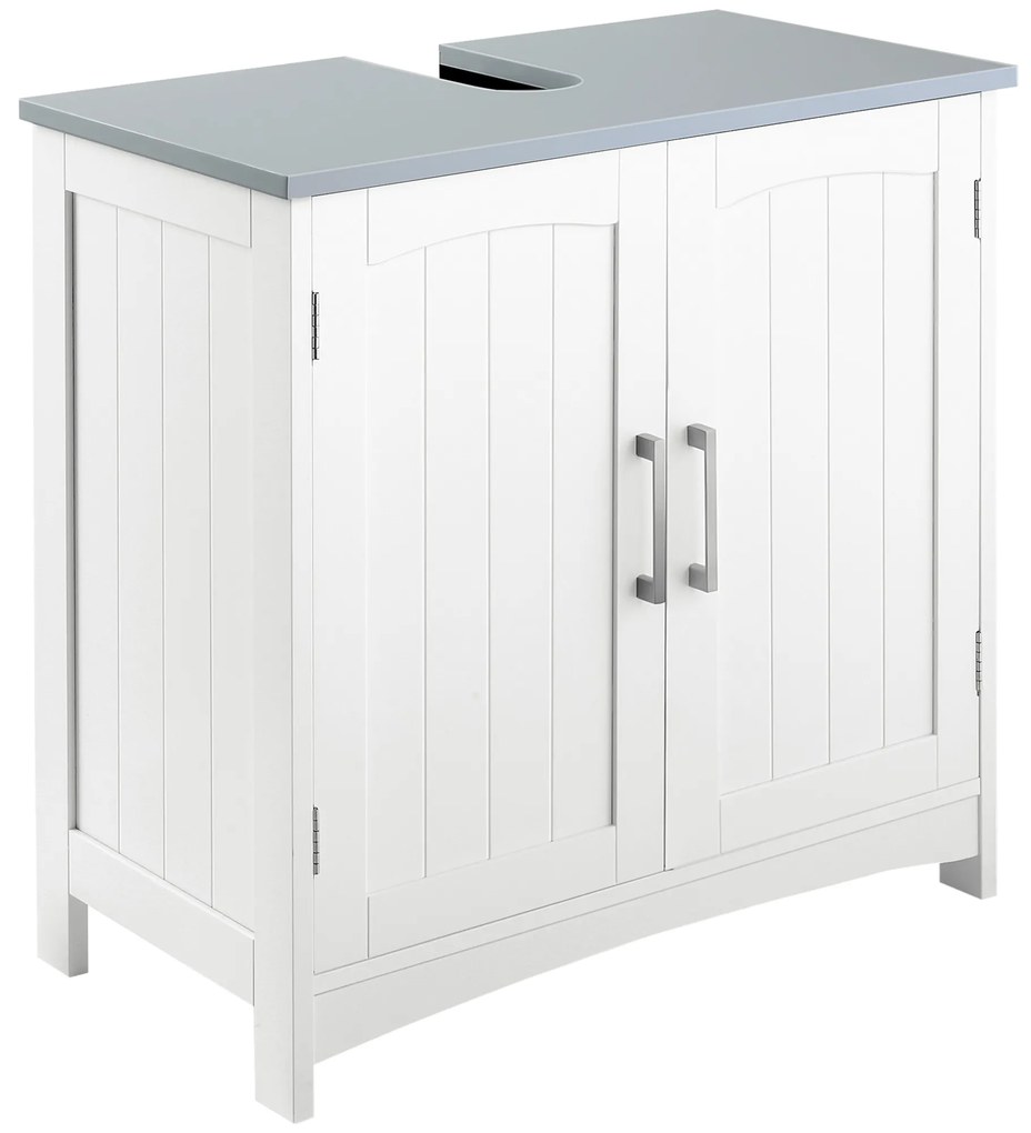 kleankin Mobilier Sub Lavoar Baie cu 2 Usi din MDF, 60x33x60cm, Gri si Alb | Aosom Ro