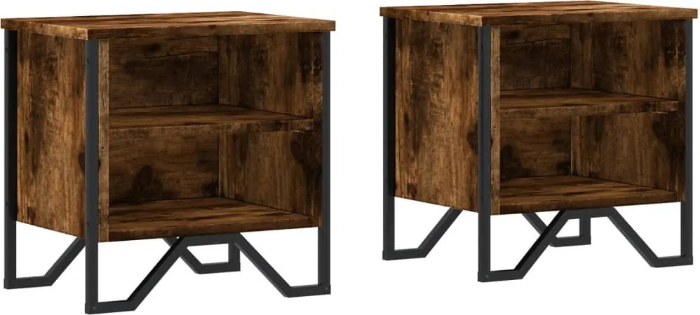 vidaXL Noptiere, 2 buc., stejar fumuriu, 40x30x40 cm, lemn prelucrat